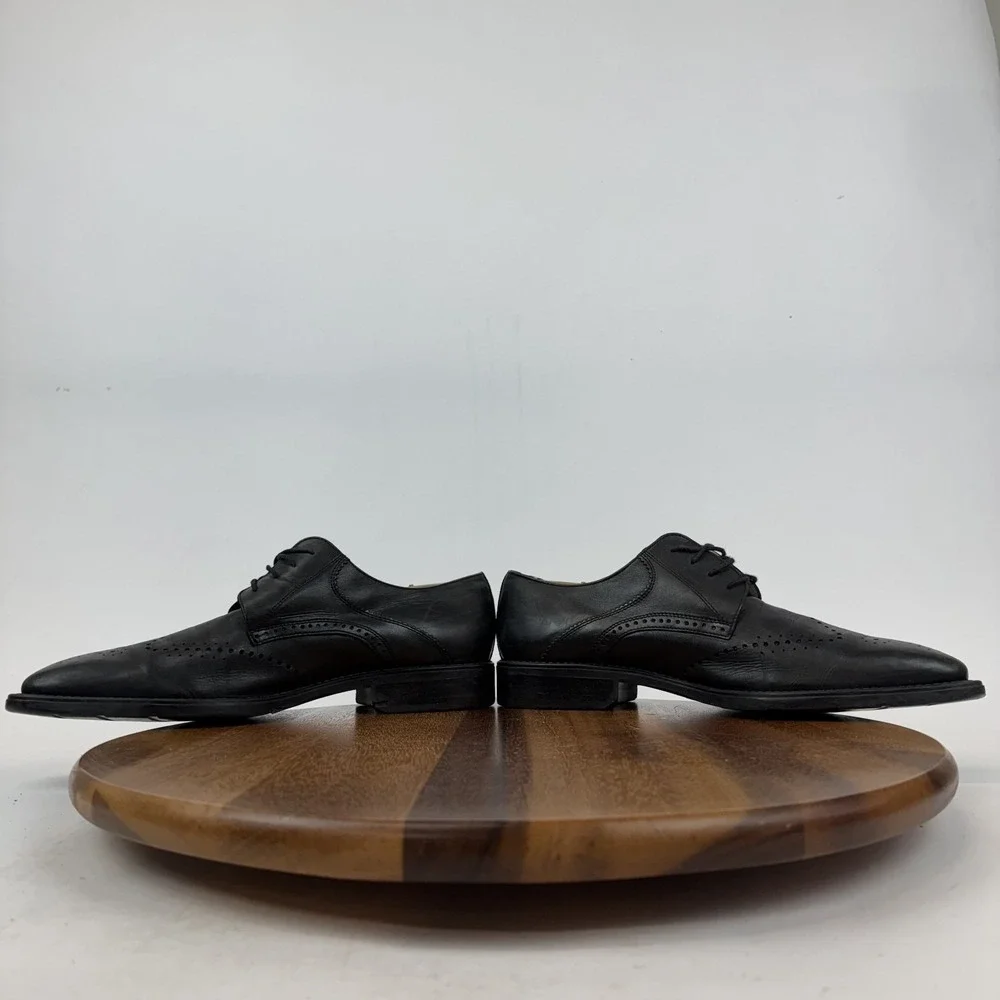 Mens Fosco Black Leather Wingtip Square Toe Formal Brogue Dress Shoes Size EU 44